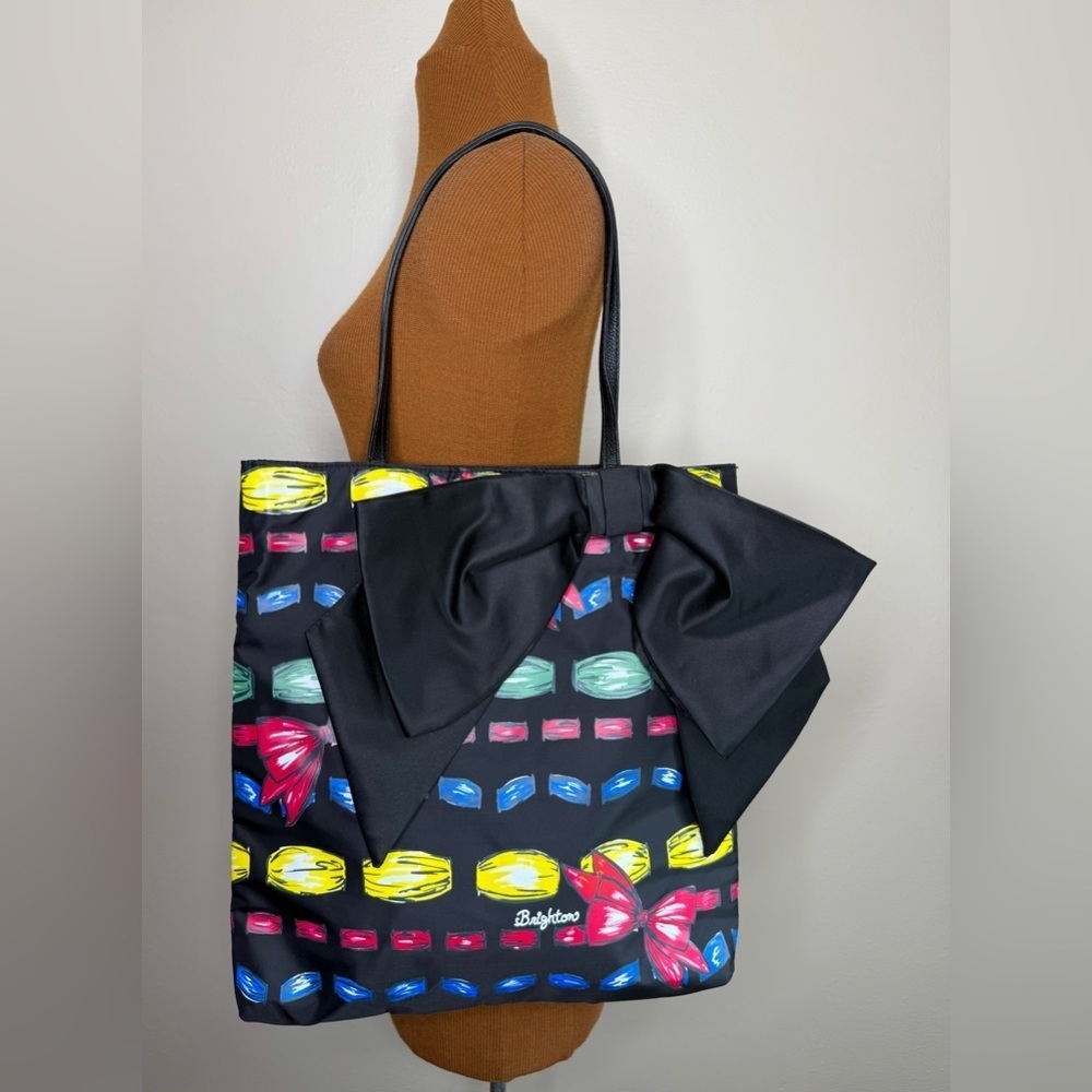 Brighton Bow Tote Bag Black Colored Shoulder Bow Weave Take a Beau Tote